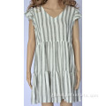 Long Sleeve Dress Casual Women Striped V Neck Dress Manufactory